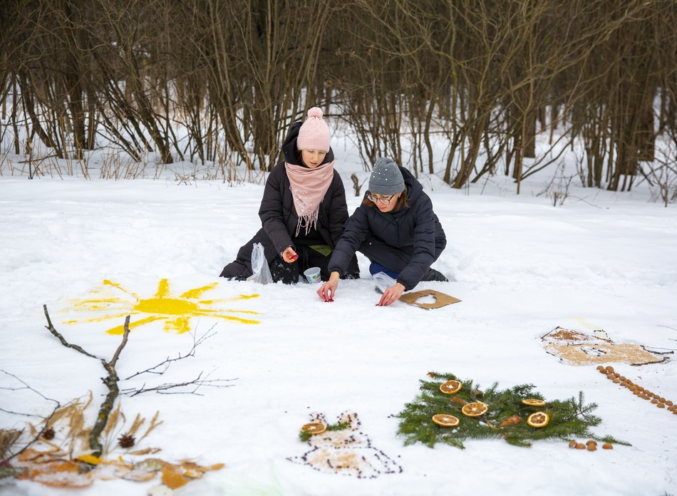 Снежный холст: более 700 москвичей в поддержку птиц создали съедобные картины - фото 3